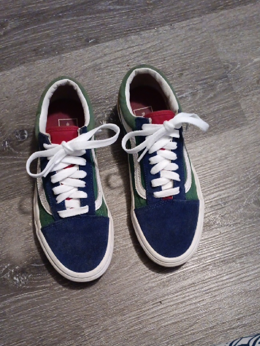 Vans Navy, Green & White & Yellow And Red Low-Top Sneakers